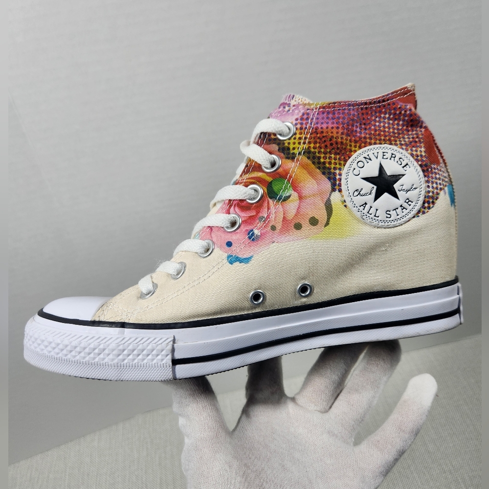 Converse Chuck Taylor All Star Lux Mid Rose sz 9.5 hidden wedge high top sneaker - Picture 15 of 15